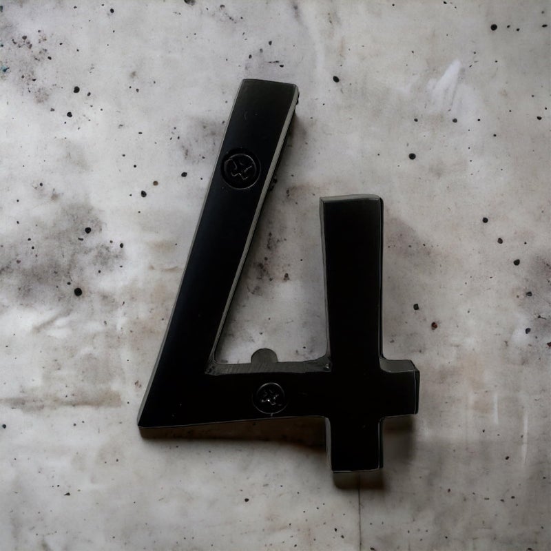 NACH Floating House Numbers, 4 inch Aluminum Black House Numbers for Outside - Number 4, Door Numbers with Mounting Hardware - Image 2
